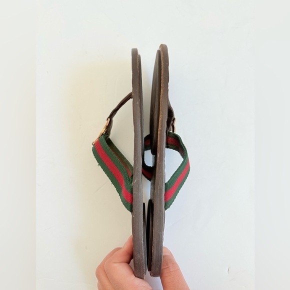 Gucci Black Lifford interlocking GG web Thong Fabric leather sandals EU 36.5 - Picture 6 of 11